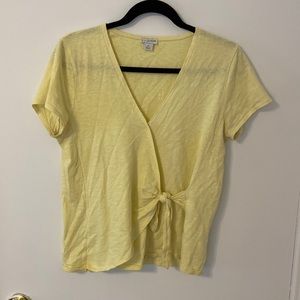 Yellow Wrap Style Top J Crew
